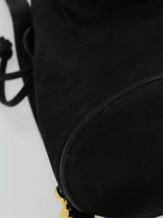 Salvatore Ferragamo Vala Vala Backpack Suede Black Gold Auth 133755 main image 5
